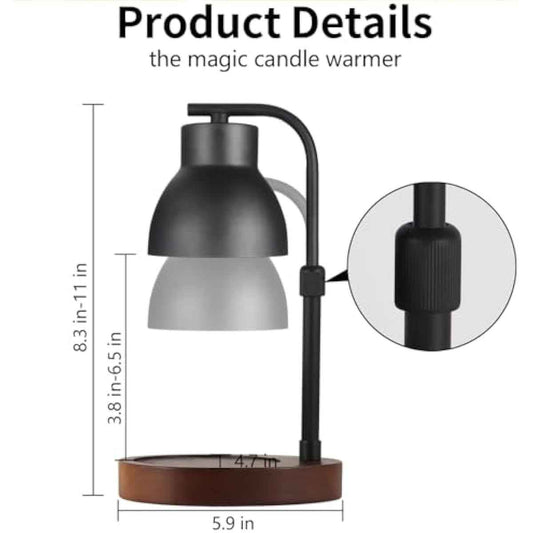 Dimmable Candle Warmer Lamp Adjustable Height Electric Wax Melt Warmer for Jar Scented Candles Suitable for Home Office Decor Birthday Gifts for Women Mom Grandma(with 2 Bulbs)