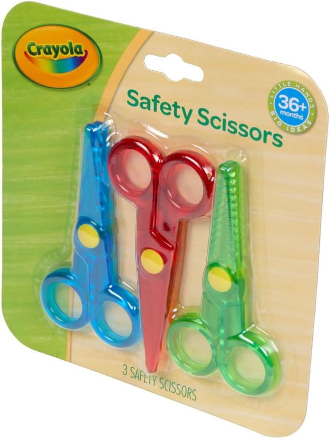 Crayola Toddler Safety Scissors (3pk), Blunt Tip Training Scissors for Preschool Learning Activities, Right & Left Handed, Toddler Arts & Crafts Essentials