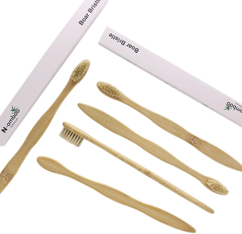 Bamboo Toothbrush Boar Bristles 100% Biodegradable and Natural 8 Pieces of One Pack