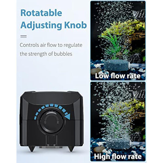 uniclife dual outlet aquarium air pump for 5-200 gallon fish tank with accessories
