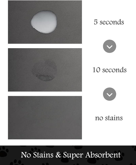 Pet Feeding Mat-Absorbent Dog Mat for Food and Water Bowl-No Stains Quick Dry Dispenser Mat-Dog Accessories Pet Supplies-Water Bowl for Messy Drinkers(Darkgrey,12"x19"