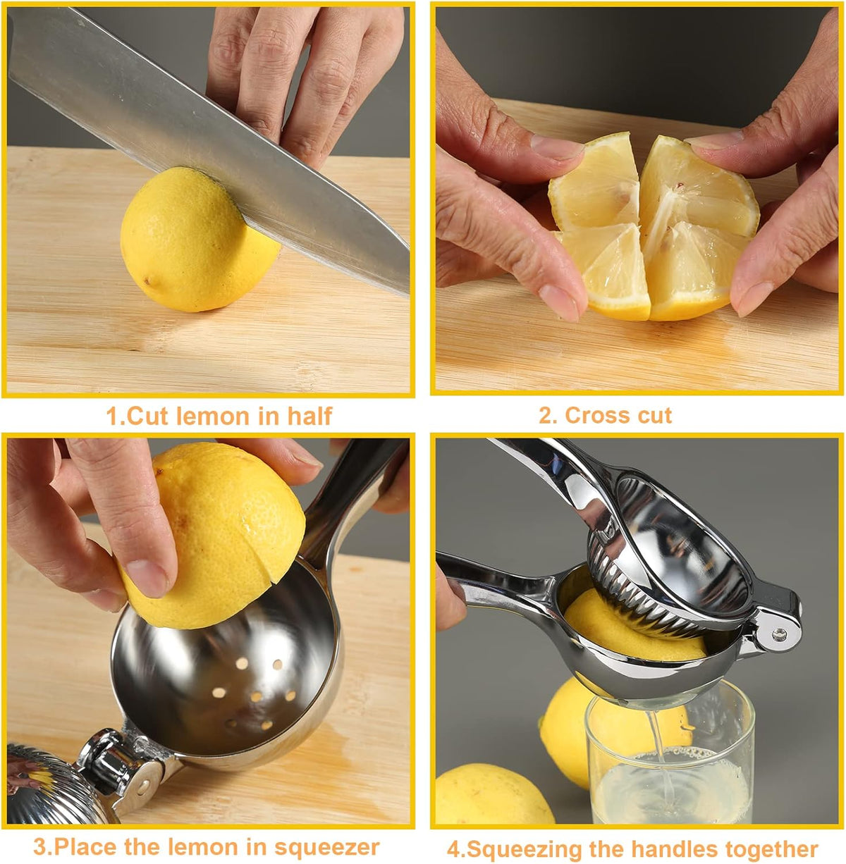 TEZZ Premium Lemon Squeezer, Large Heavy Duty Handhelp Juicer for Lemon, Metal Hand Press Citrus Juicer, Lime Squeezer Bar Tool, Manual Citrus Press