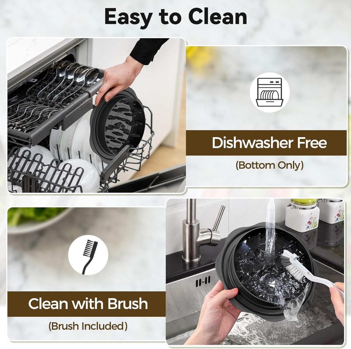 10" Pro Chicken Shredder Tool Twist Large for Kitchen, BPA-Free Food-Safe Meat Grinder, Visible Chicken Breast Meat Shredder with Strong Anti-Slip Bottom & Ergonomic Handle, Black