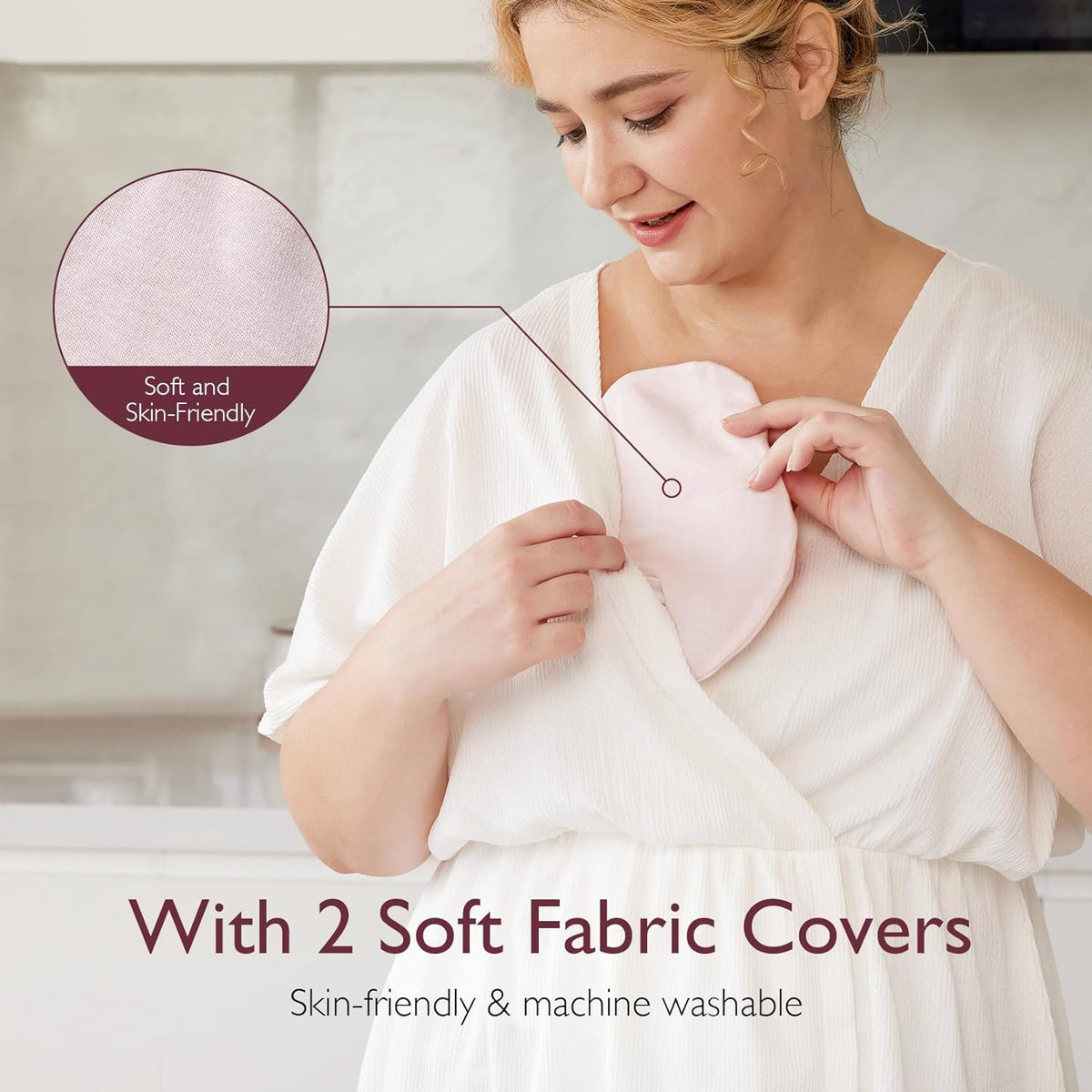 Momcozy Larger Breast Therapy Packs, Hot and Cold Breast Pads with 2 Soft Covers, Breastfeeding Essentials,2 Pack,Pink