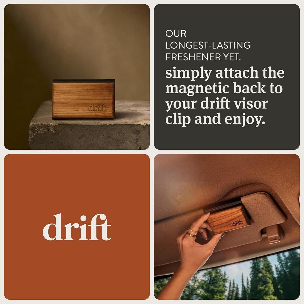 Drift Car Air Freshener - Wood Air Freshener - Car Odor Eliminator - Teak Scent Starter Kit