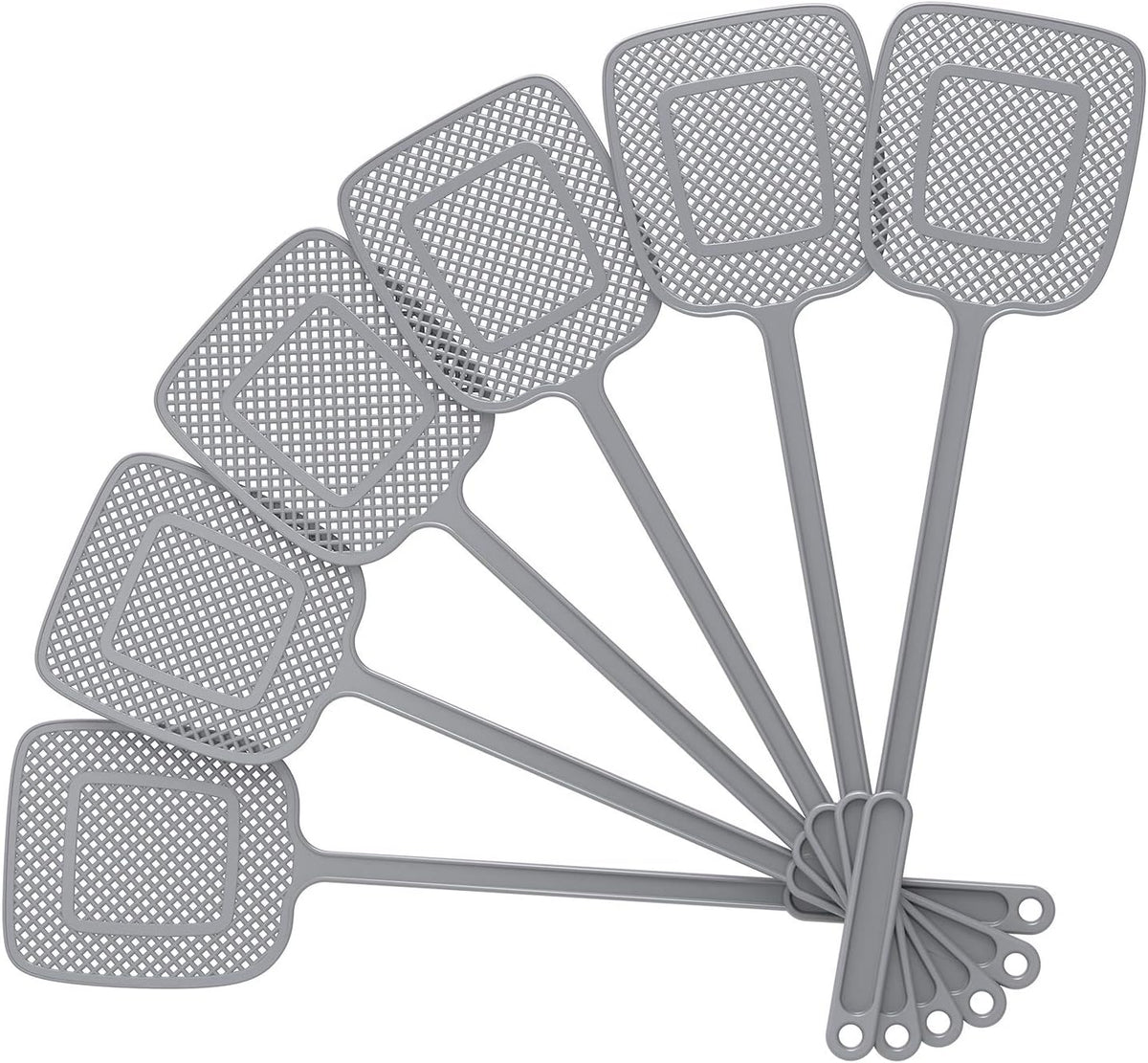 MR.SIGA Heavy Duty Long Handle Fly Swatter, Gray, 6 Pack