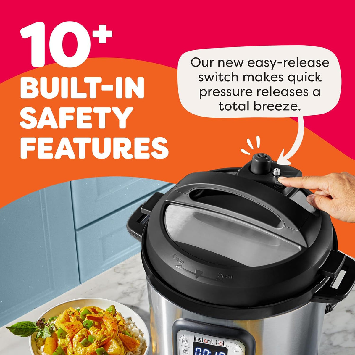 Instant Pot Duo 7-in-1 Electric Pressure Cooker, Slow Cooker, Rice, Steamer, Sauté, Yogurt Maker, Warmer & Sterilizer, Includes App With Over 800 Recipes, Stainless Steel, 6 Quart