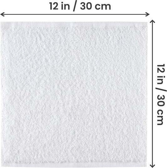 utopia 24 pack cotton washcloths set, 100% ring spun cotton, premium quality flannel face cloths, highly absorbent and soft feel fingertip towels, white