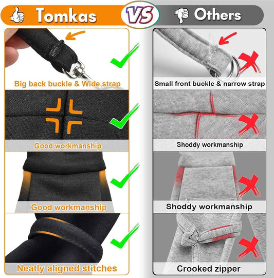 Tomkas Small Dog Sling Carrier - Classic Pocket & Classic Strap - for 3-10 lbs Pets(Black)