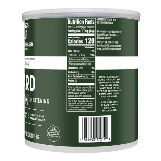 south chicago packing traditional lard shortening 42 ounce specialty baking fat