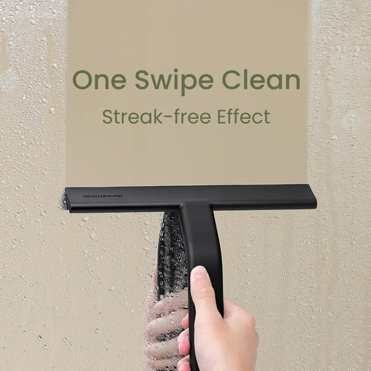 dancemoon JustHang Shower Squeegee for Glass Doors, All-One-Piece Silicone with Built-in Hook Design for Easy Hanging, Household Window Mirror Squeegee for Bathroom, Glass, Kitchen, Tile Wall, Car