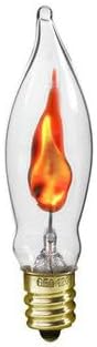 Creative Hobbies A101 Flicker Flame Light Bulb - 3 Watt, 130 Volt, E12 Candelabra Base, Nickel Plated Base - Dances with a Flickering Orange Glow | 5 Pack