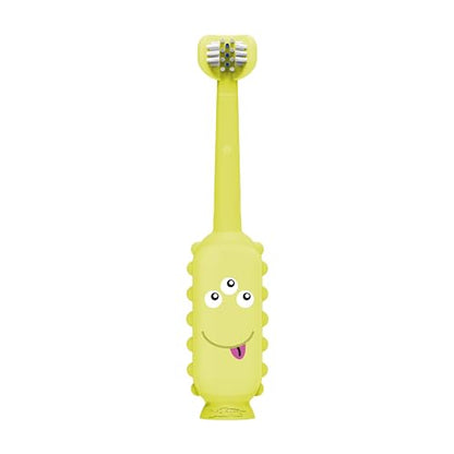 dr. browns green monster triple-sided toddler toothbrush with suction cup base, ages 1-4 years