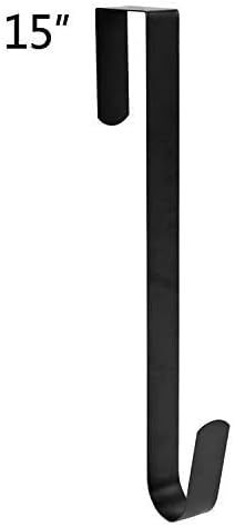 Sattiyrch 15" Wreath Hanger for Front Door,Sturdy Steel Wreath Door Hanger,Over The Door Hanger Hook (Black,1)