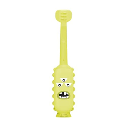 dr. browns green monster triple-sided toddler toothbrush with suction cup base, ages 1-4 years