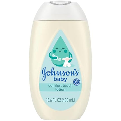 johnsons baby comfort touch newborn baby face body lotion, 13.6 fl oz, hypoallergenic, paraben-free, new baby essentials
