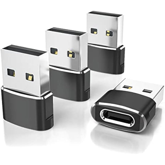 USB to USB-C Adapter for iPhone and Samsung, 4-Pack, Aluminum Alloy, Compact Design