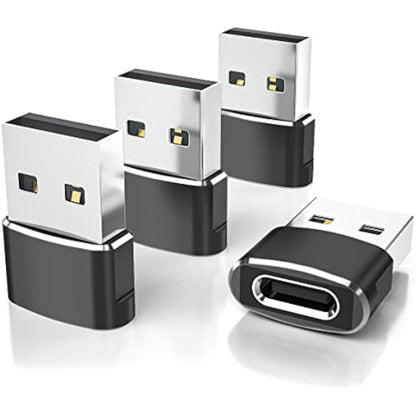 elebase usb to usb c adapter for iphone 17 4pack, usbc female to a male car charger adapter, black