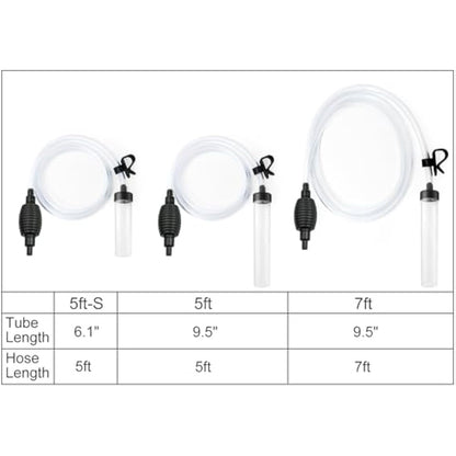 5ft long aquarium siphon vacuum cleaner for fish tank cleaning gravel and sand with durable pc hose