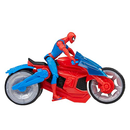 Marvel Spider-Man Web Blast Cycle, 4-Inch Action Figure with Vehicle and 2 Web Projectiles, Kids Playset for Ages 4 and Up