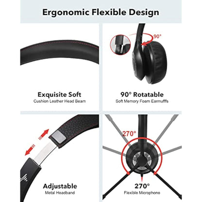 usb headset with noise cancelling microphone for pc laptop headphones black