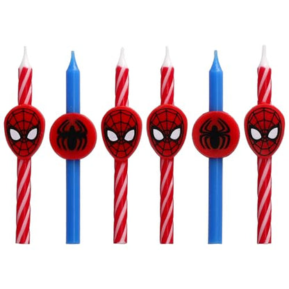 Marvel’s Spider-Man™ Birthday Cake Candles | 6 Birthday Candles for Cake Decorations, Red & Blue Candles, Cake Toppers for Spiderman Party