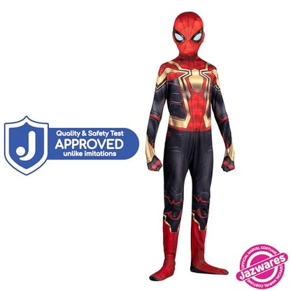 MARVEL Integrated Spider-Man Official Youth Deluxe Zentai Costume - Stretch Spandex with Hidden Zippers and Wrist Slits