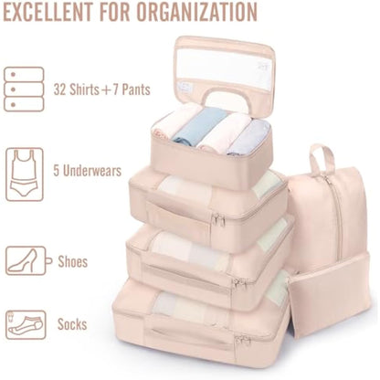 vekens 8-set packing cubes nylon organizer bags for beach vacation cruise ship travel essentials suitcase
