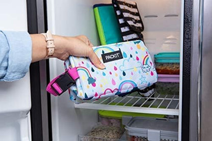 PackIt Freezable Snack Box, Rainbow Sky, Built with ECOFREEZE Technology, Collapsible, Reusable, Zip Closure with Buckle Handle, Great for All Ages and Fresh Snacks on the go
