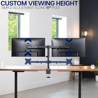 vivo dual monitor desk mount heavy duty fully adjustable steel stand black