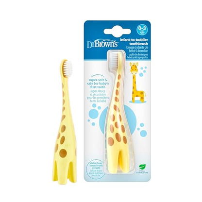Dr. Brown's Infant-to-Toddler Toothbrush, BPA-Free, Soft Bristles, Ages 0-3, Giraffe Design