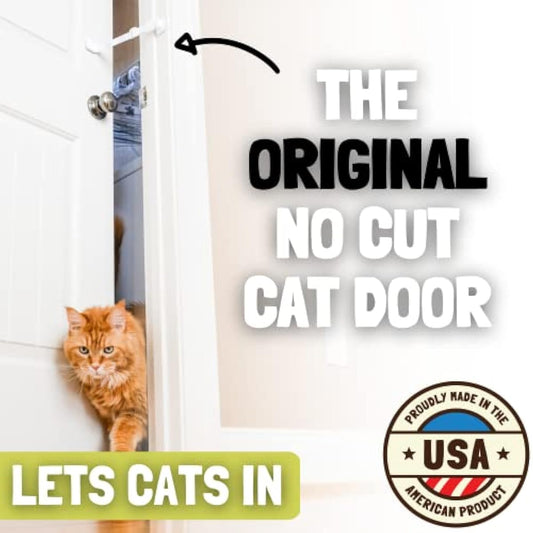 Door Buddy Cat Door Latch & Stopper. Adjustable Dog Proof Door Strap for Cats. Dog Proof Litter Box & Cat Feeder. Simpler Pet Gate Alternative. No Cut Cat Door Interior Door.