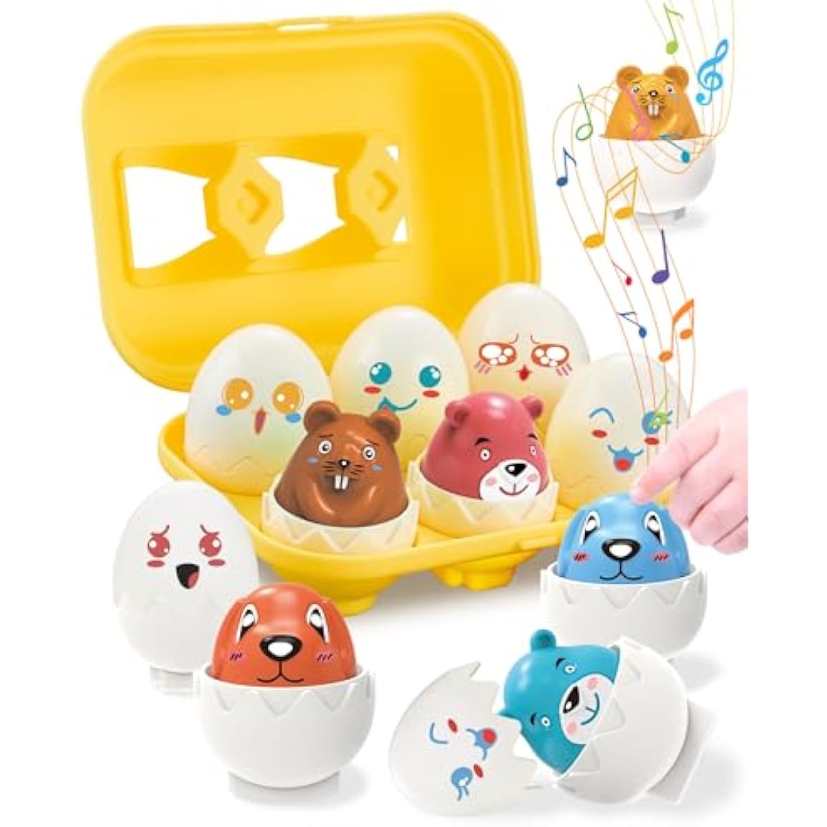 Easter Egg Toys for Toddlers 1-3, Easter Basket Stuffers for Toddlers 1-3 Prefilled Easter Eggs with Toys Inside, Matching Sensory Eggs Toys, Easter Gifts for 3 Year Old Girls Boys