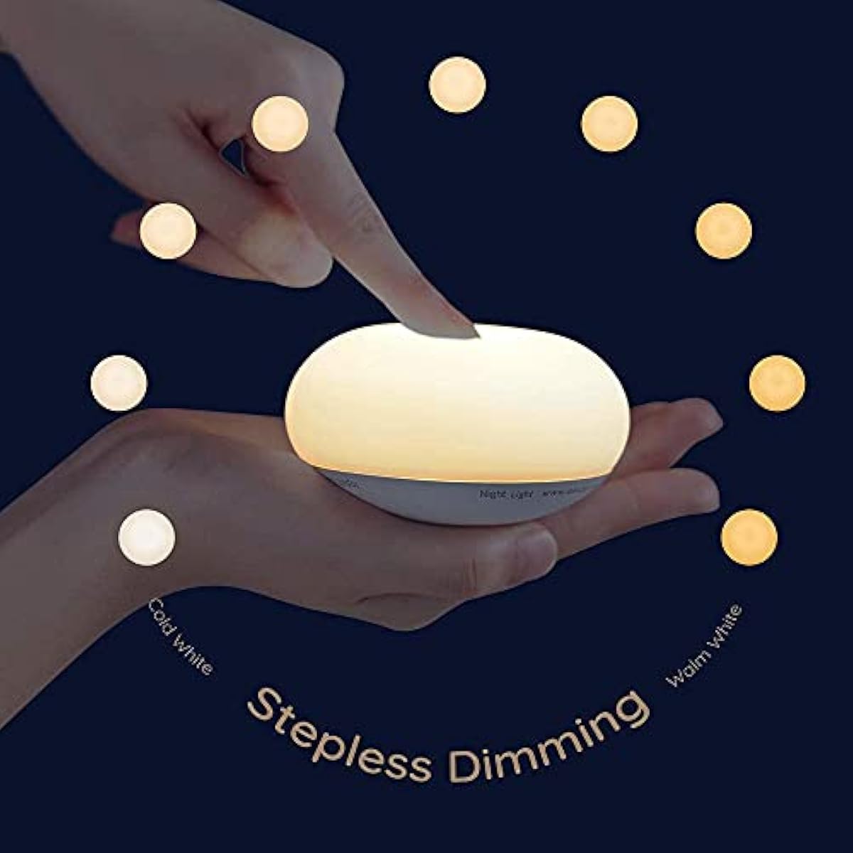 Baby Night Light, Nursery Night Lamp for Breastfeeding, Soft BPA Free Silicone Touch Night Lamp, Eye Caring, Easy Flip Design, Stepless Dimming, 1-Pack