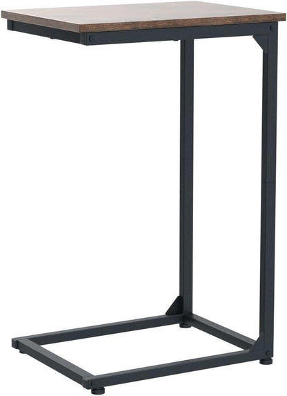 AMHANCIBLE C Shaped Side Table, End Tables Living Room Set of 2, Slide Under Couch Table for Sofa, TV Trays for Bedroom, Small Space, Rustic Brown HET02CBR