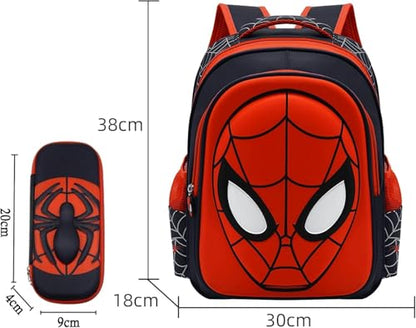 Cartoon Spider Schoolbag with Pencil Case - 3D, Waterproof, Large-Capacity for Primary School Boys (15in)