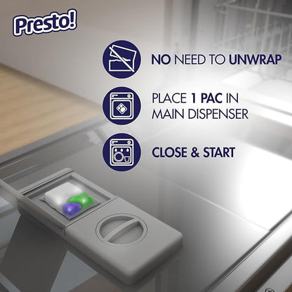 Presto! Triple Action Dishwasher Pacs, Anti-spotting, Fresh Scent, 70 Count
