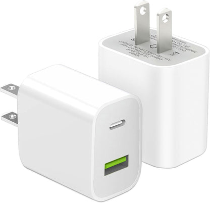 Fast USB C Charger Block 20W Dual Port Adapter for iPhone & Samsung