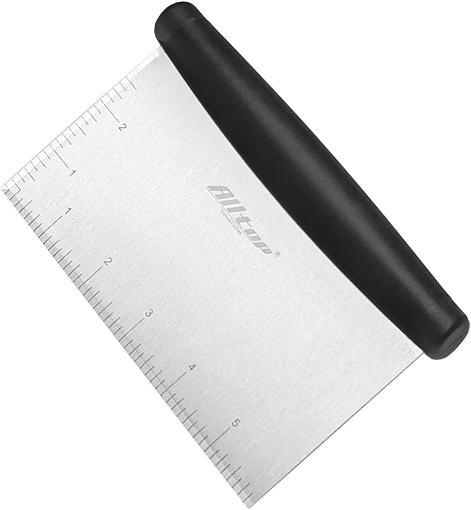 ALLTOP Bench Scraper & Chopper for Kitchen - Ideal Baking Essential Utensil,Stainless Steel Pastry/Dough/Food Cutter Tool for Cake Pizza Bread,Cooking - 1 Pack,Black
