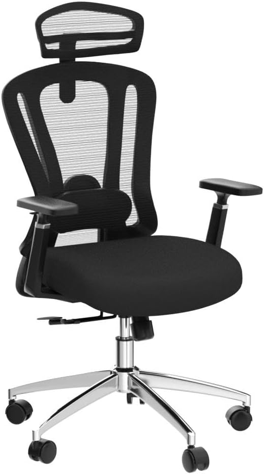 Farini Office Chair Ergonomic Desk Chair, High Back Computer Chair with Wheels, Home Sutdy Chair for Heavy People, Office Chair Adjustable Seat Depth, 3D Armrests and Adjustable Headrest, Black