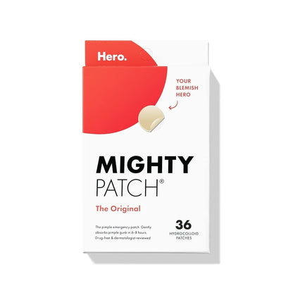 Mighty Patch Original Patch from Hero Cosmetics - #1 Hydrocolloid Acne Pimple Patches for Face, Shrinking Zits & Whiteheads in 1 Use, Nighttime Spot Pimple Stickers for Face, 36 Count