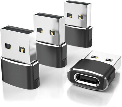 USB to USB-C Adapter for iPhone and Samsung, 4-Pack, Aluminum Alloy, Compact Design