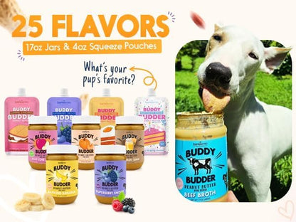 Ruff Ruff Raw natural dog peanut butter, 17 oz jar, Made in USA, healthy dog treats for puppies and adult dogs