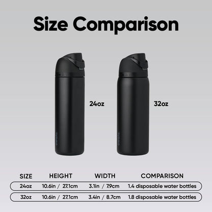 Owala FreeSip Insulated Stainless Steel Water Bottle with Straw, BPA-Free Sports Water Bottle, Great for Travel, 24 Oz, Very, Very Dark | Insulated, with Straw, for Sports, Travel, and School, BPA-Free