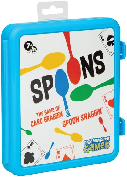 PlayMonster Spoons in a Case, Card Games for Kids - Spoons Game, Fun Family Games for Kids and Adults, Game Night, Travel Games, 3-6 Players, Ages 7+