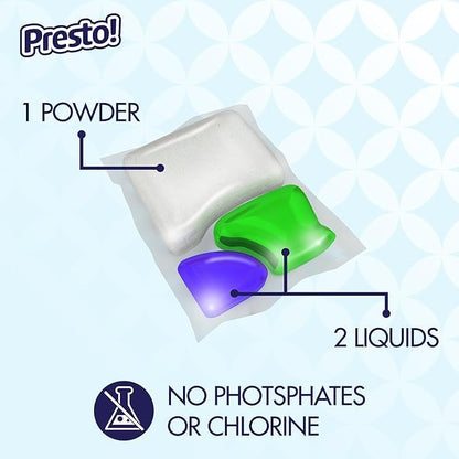 Presto! Triple Action Dishwasher Pacs, Anti-spotting, Fresh Scent, 70 Count