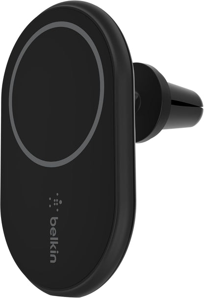 Belkin MagSafe-Compatible Magnetic Wireless Car Charger 10W - Wireless Charger, Magnetic Car Vent Phone Mount for iPhone 17, iPhone 16, 15, & 14 Series, Pixel 10 (Power Supply Included) - Black