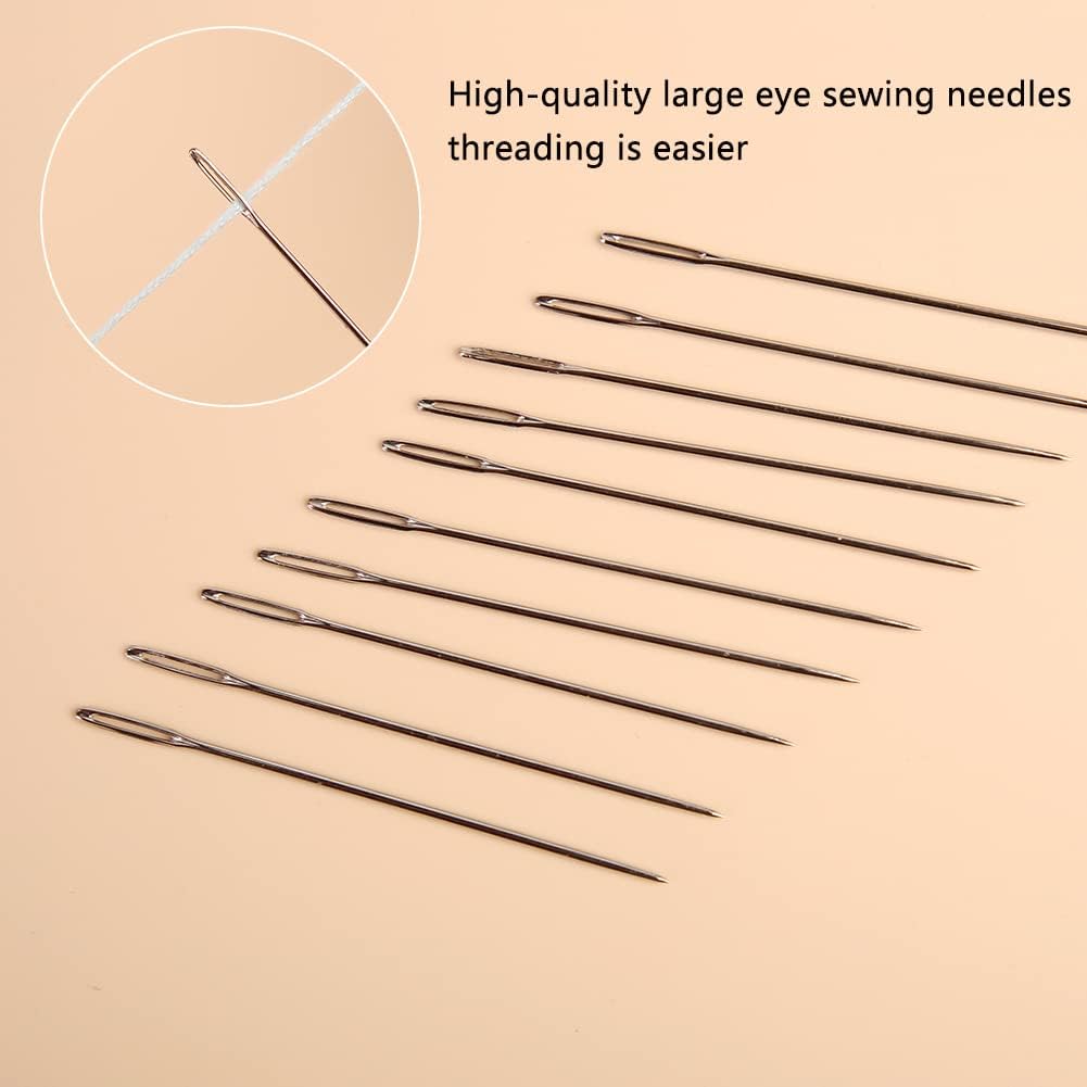 23 PCS Large Eye Sewing Needles, 2.36in Sewing Sharp Needles, Leather Embroidery Thread Needle, Stainless Steel Yarn Knitting Needle with a 3.3in Plastic Bottle