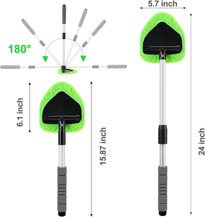 XINDELL 24-inch Windshield Cleaner Tool – Upgrade Large Head Car Interior&Exterior Window Cleaning Kit with Extendable Handle & 4 Microfiber Pads, Auto Wiper Brush for Car, Trucks, SUVs, RVs & Home