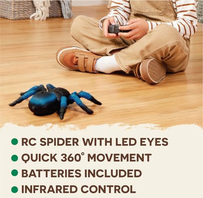 Terra by Battat – Remote Control Tarantula for Kids with LED Eyes – Realistic Spider Toy with Moving Legs, Fast Speed & 360° Spin – Blue RC Animal for Boys & Girls 6+ Years